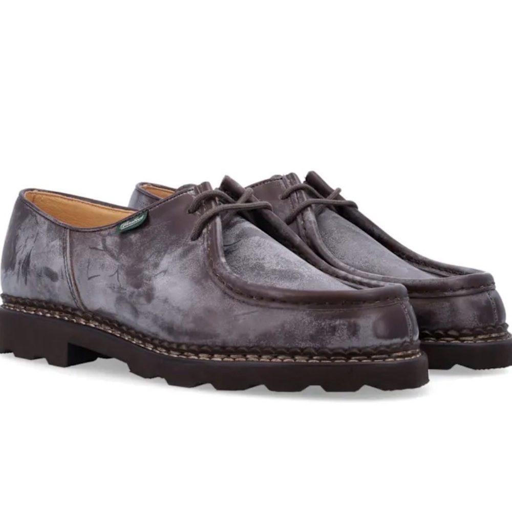 Men's Brown Distressed Leather Lace-Up Derby Shoes